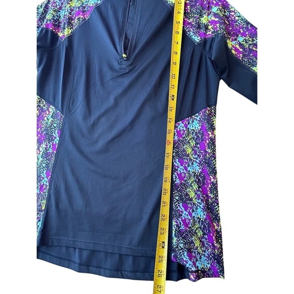 Noble Outfitters Womens Quarter Zip Performance Top Black Multi Color  Med - Picture 4 of 7